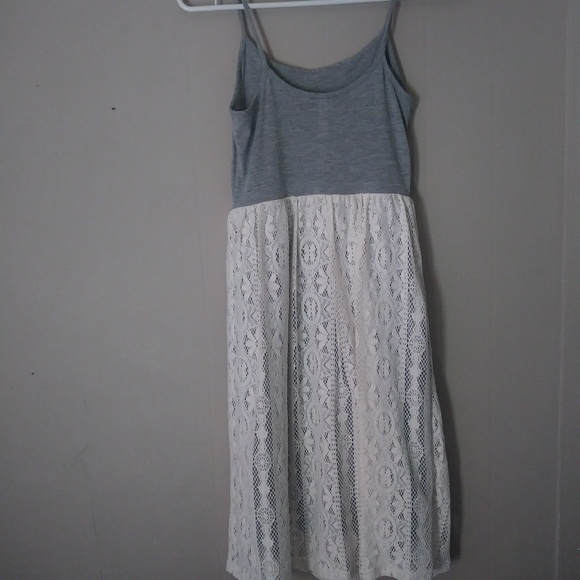 Grey with off white lace midi dress - Picture 2 of 3
